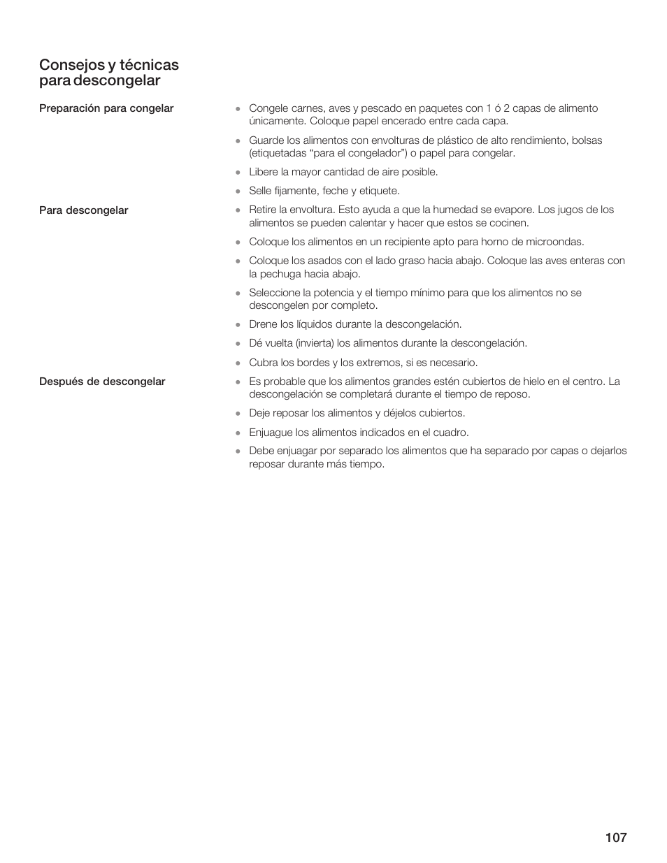 Consejos y técnicas para descongelar | Bosch HMB8020 User Manual | Page 107 / 136