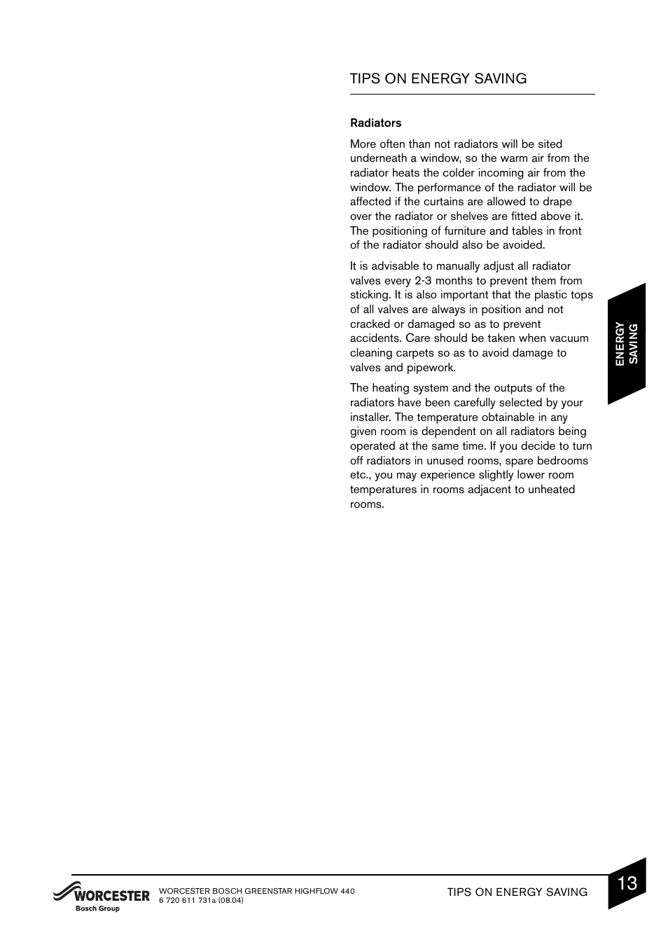 Tips on energy saving | Bosch 440 User Manual | Page 15 / 21