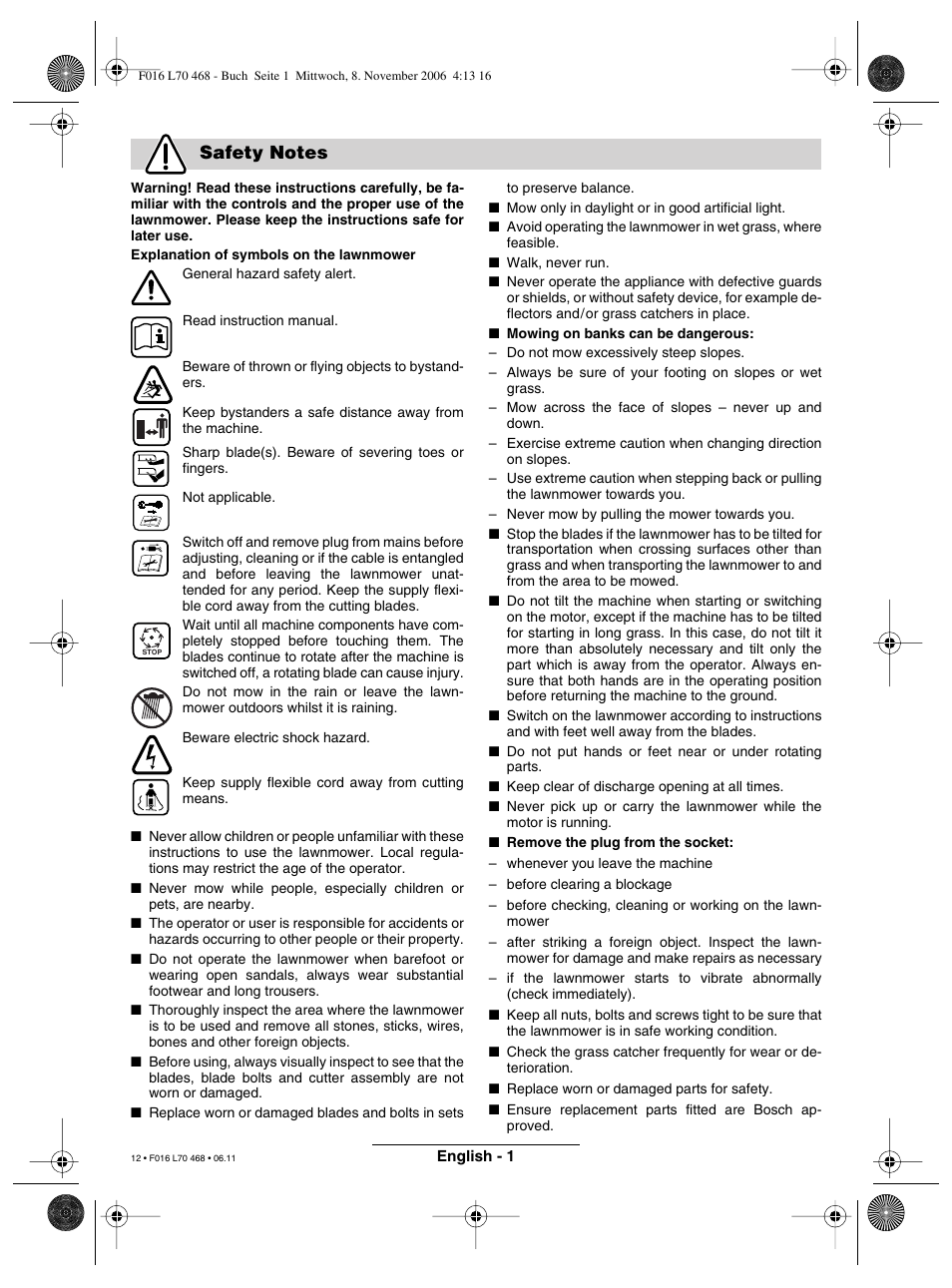 Bosch ROTAK 37 User Manual | Page 12 / 171