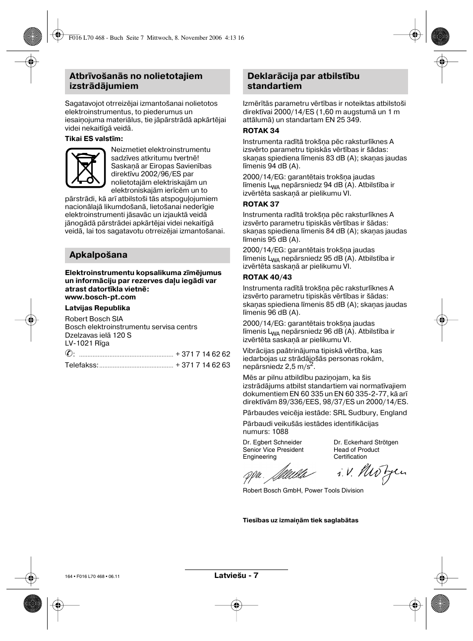 Bosch ROTAK 37 User Manual | Page 164 / 171