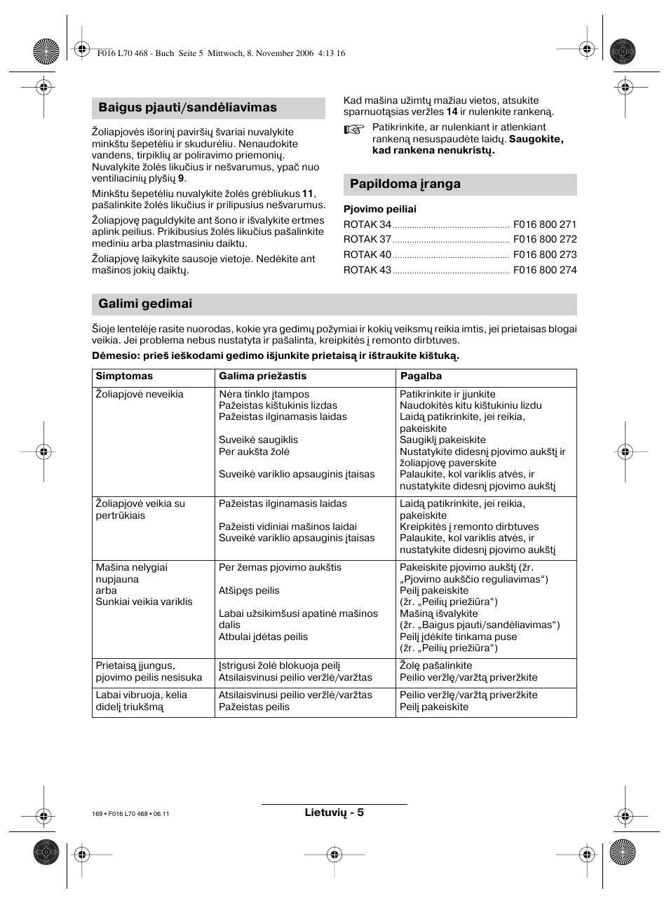 Bosch ROTAK 37 User Manual | Page 169 / 171