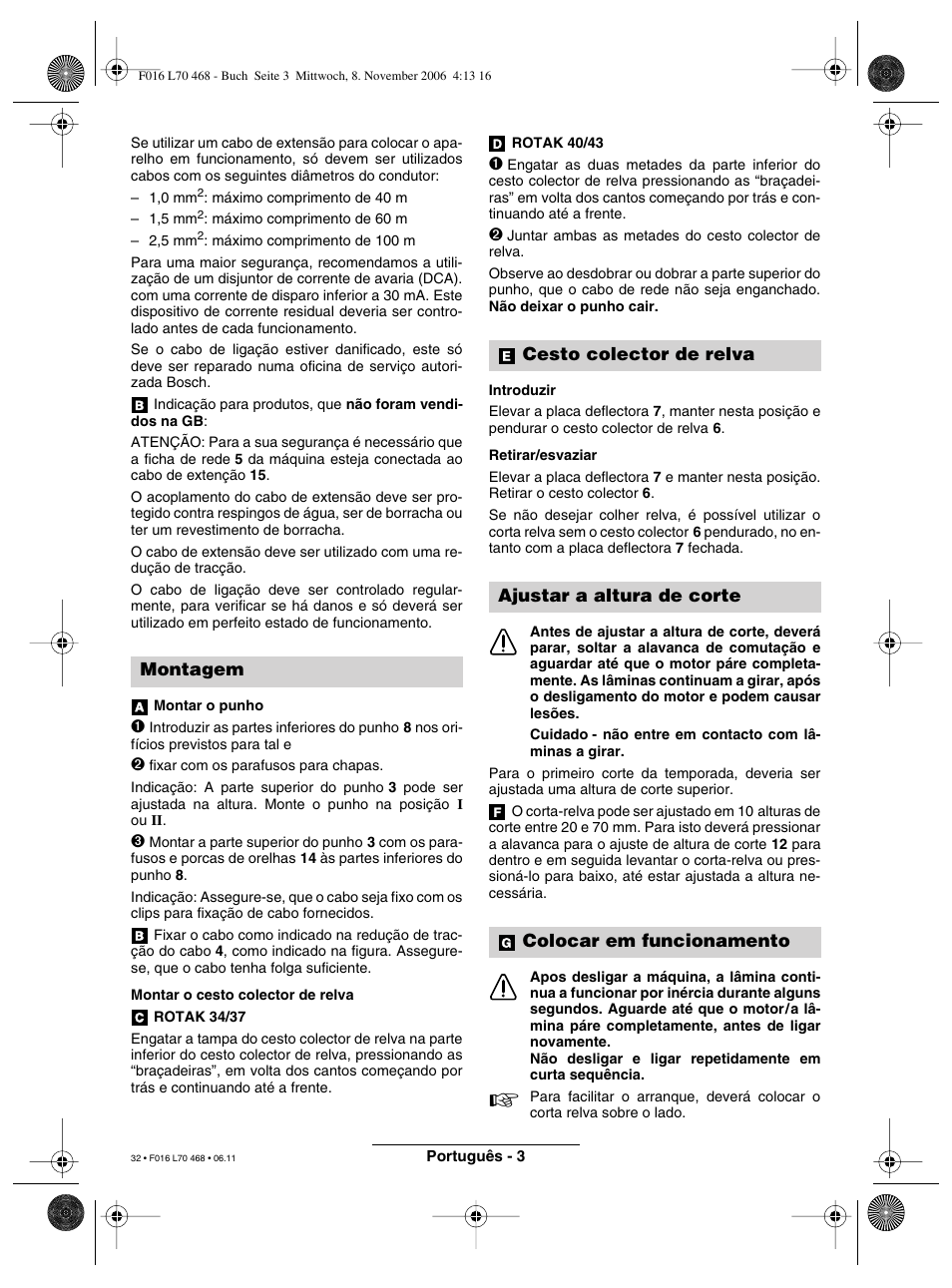 Montagem | Bosch ROTAK 37 User Manual | Page 32 / 171