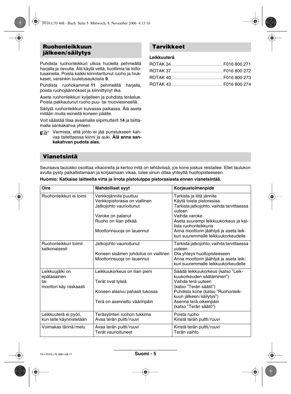 Bosch ROTAK 37 User Manual | Page 70 / 171