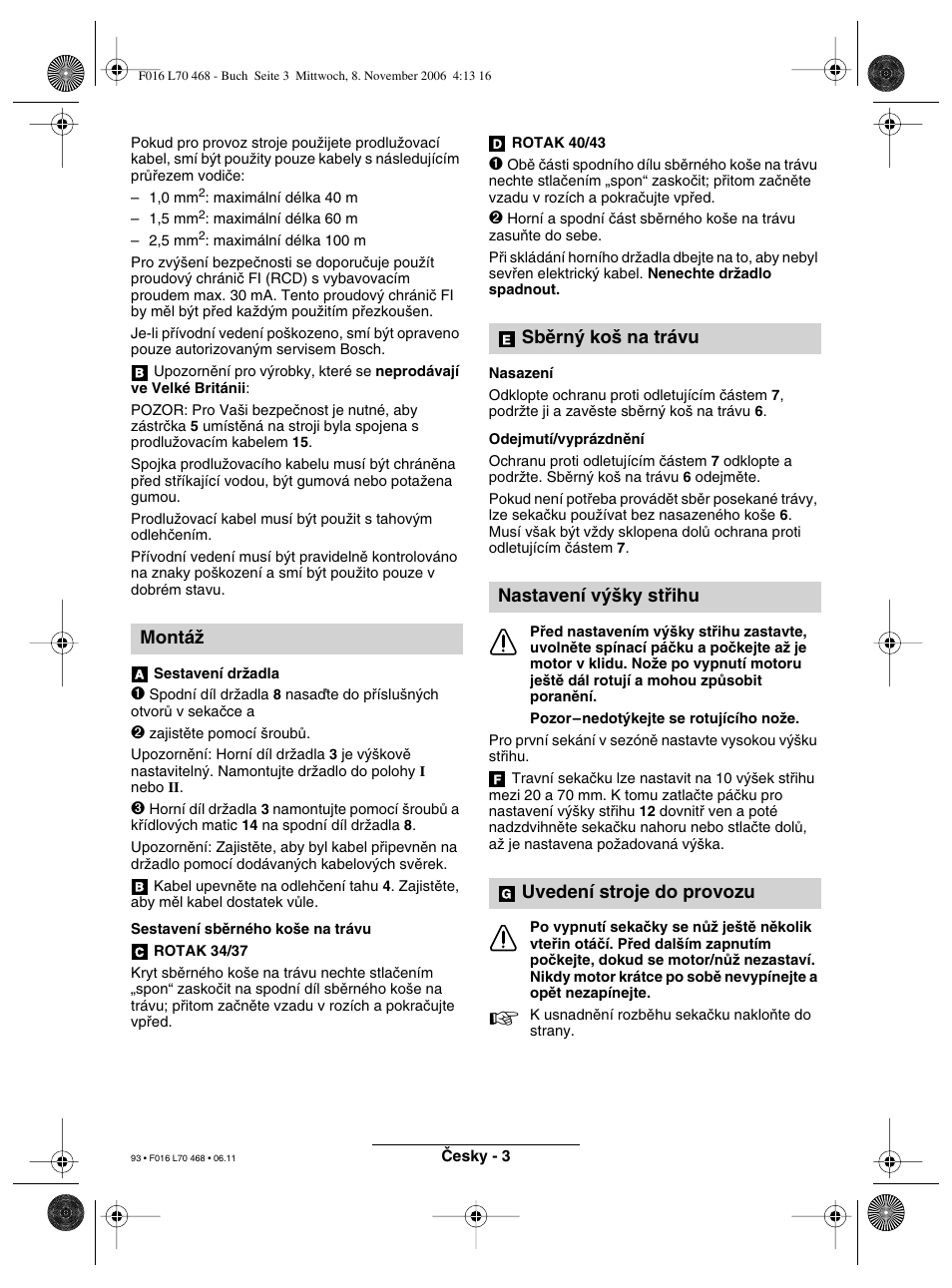 Montáï | Bosch ROTAK 37 User Manual | Page 93 / 171