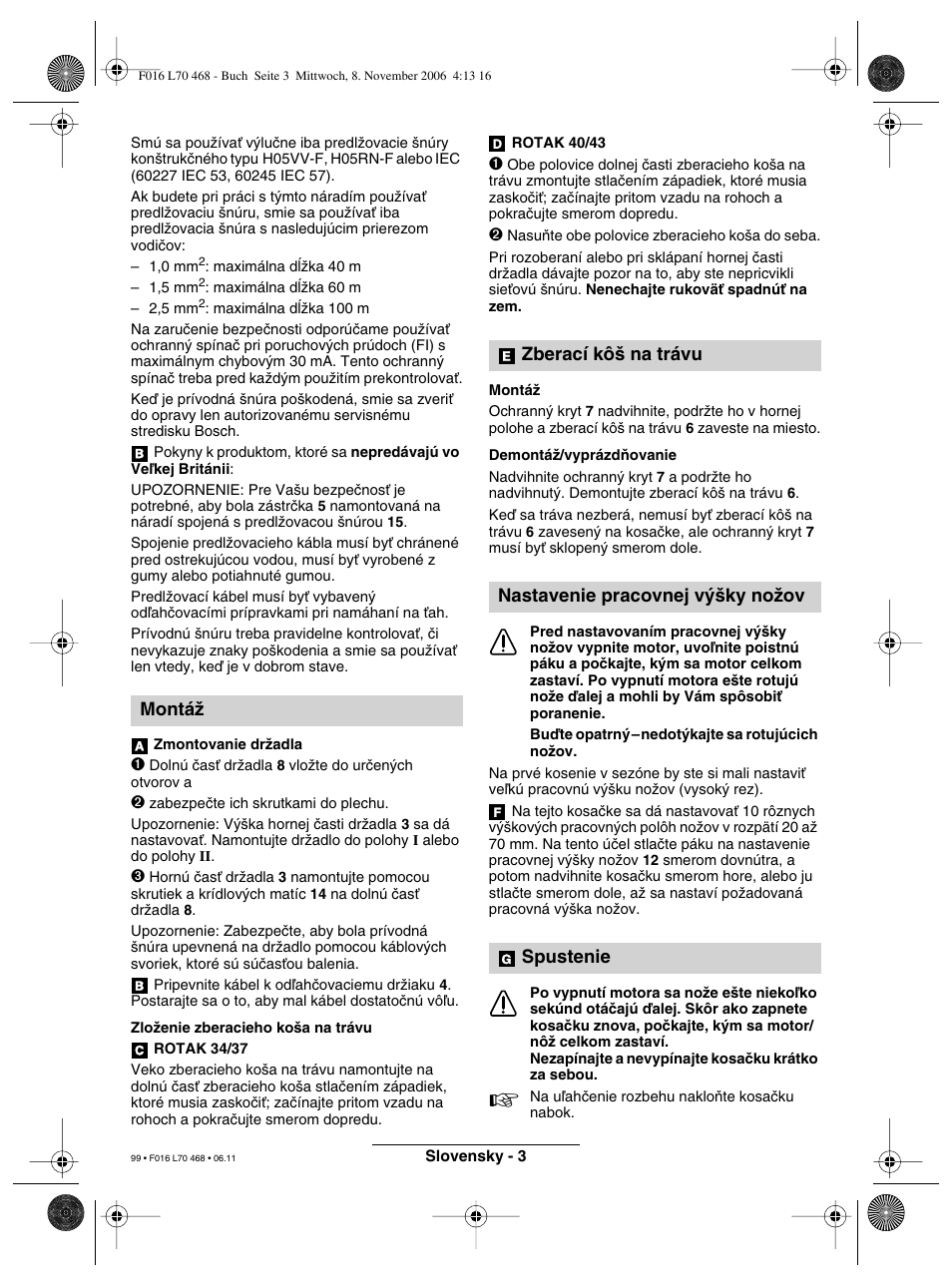 Montáï | Bosch ROTAK 37 User Manual | Page 99 / 171