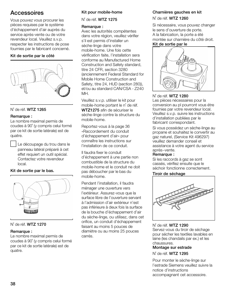Accessoires | Bosch WTMC 3500UC User Manual | Page 38 / 84