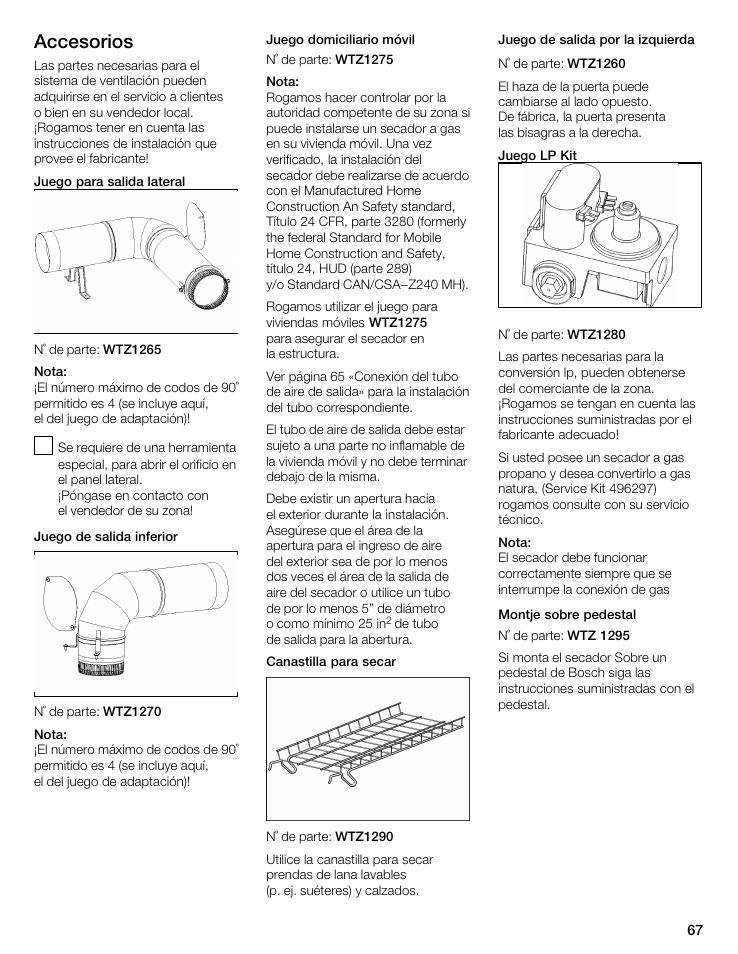 Accesorios | Bosch WTMC 3500UC User Manual | Page 67 / 84