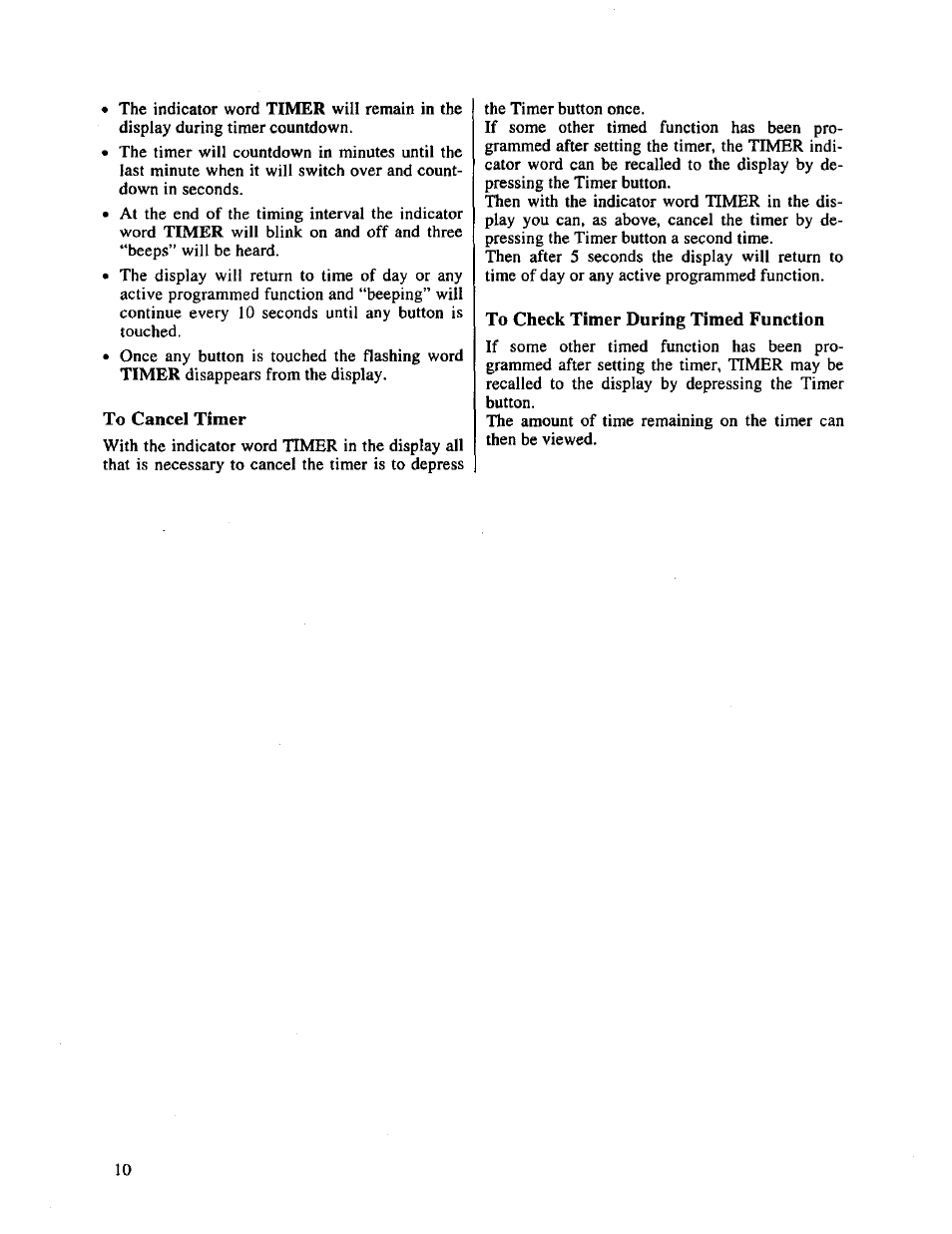 To cancel timer, To check timer during timed function | Bosch HBL 65.. User Manual | Page 12 / 23