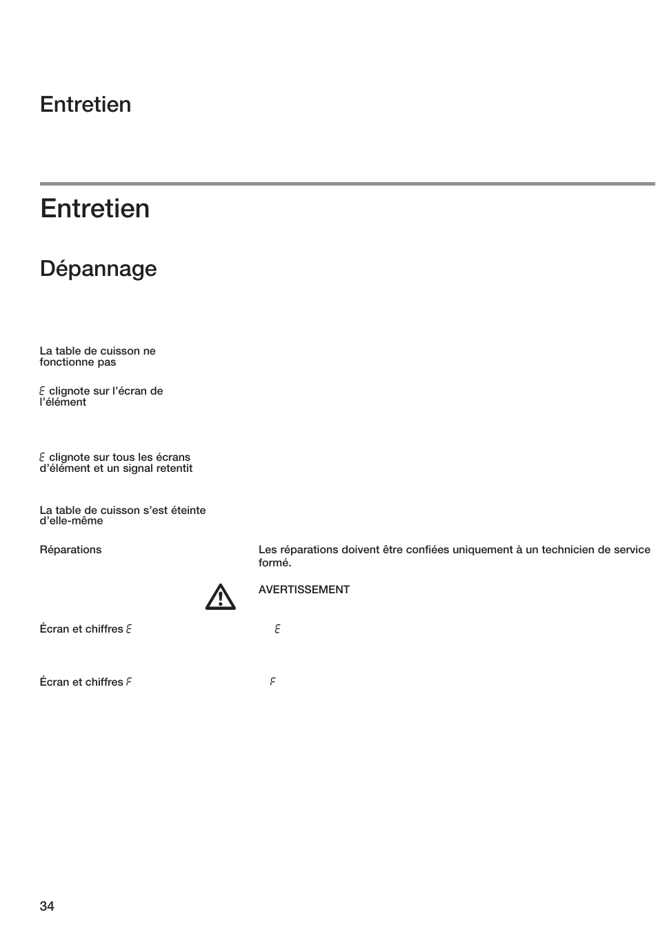Entretien, Dépannage | Bosch ET 74 User Manual | Page 34 / 56