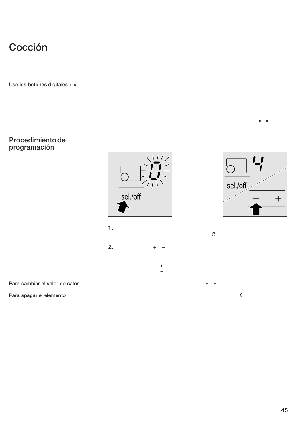 Cocción, Procedimiento de programación | Bosch ET 74 User Manual | Page 45 / 56