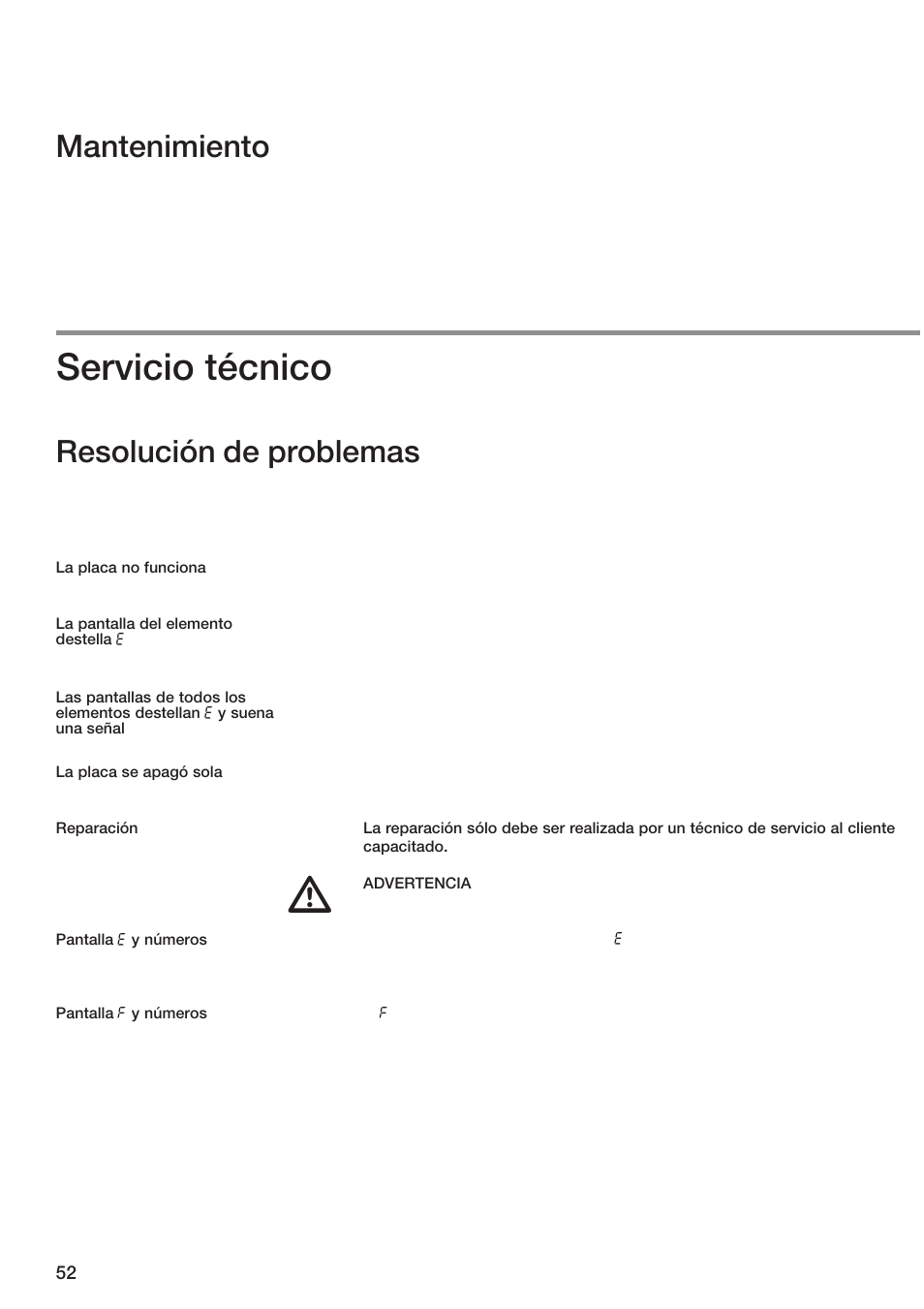 Servicio técnico, Mantenimiento, Resolución de problemas | Bosch ET 74 User Manual | Page 52 / 56