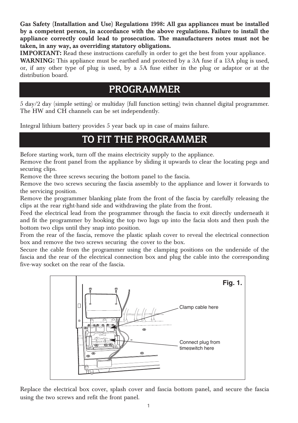Programmer to fit the programmer | Bosch 24SBI User Manual | Page 2 / 6