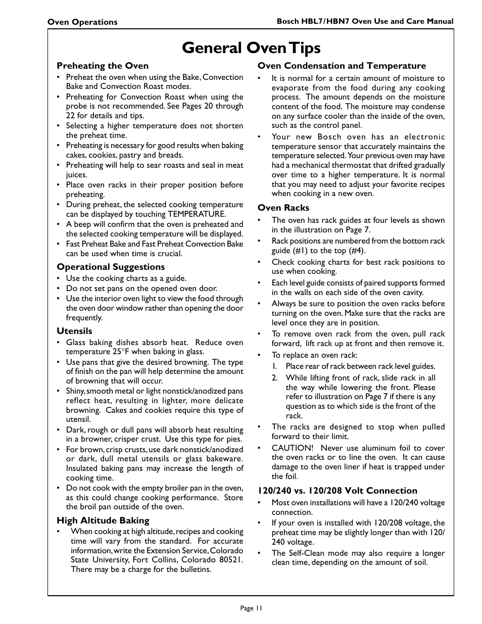 General oven tips | Bosch HBL 74 User Manual | Page 13 / 44