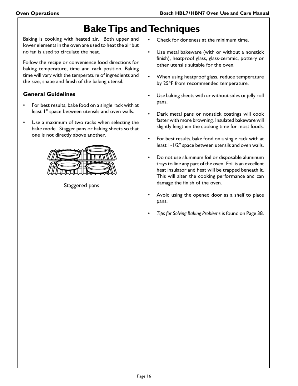 Bake tips and techniques | Bosch HBL 74 User Manual | Page 18 / 44