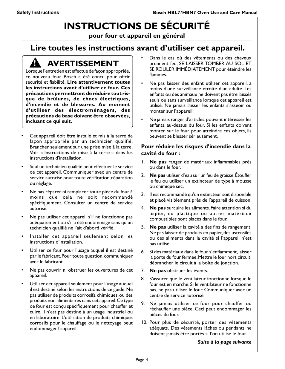 Instructions de sécurité | Bosch HBL 74 User Manual | Page 6 / 44