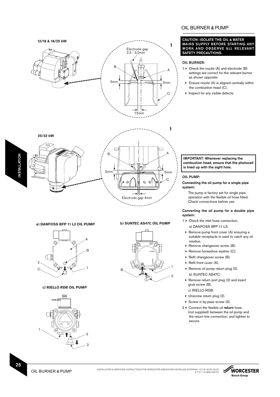 Oil burner & pump | Bosch 25/32kW User Manual | Page 26 / 52