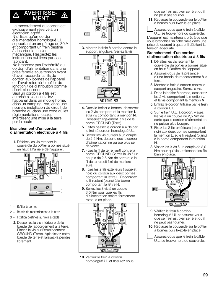 Avertisse, Ment, Avertisse­ ment | Bosch WTMC8321US/CN User Manual | Page 29 / 72