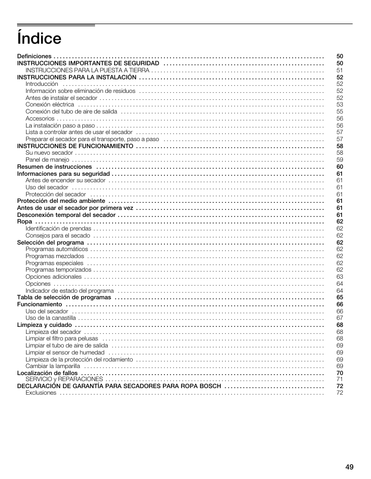 Índice | Bosch WTMC8321US/CN User Manual | Page 49 / 72