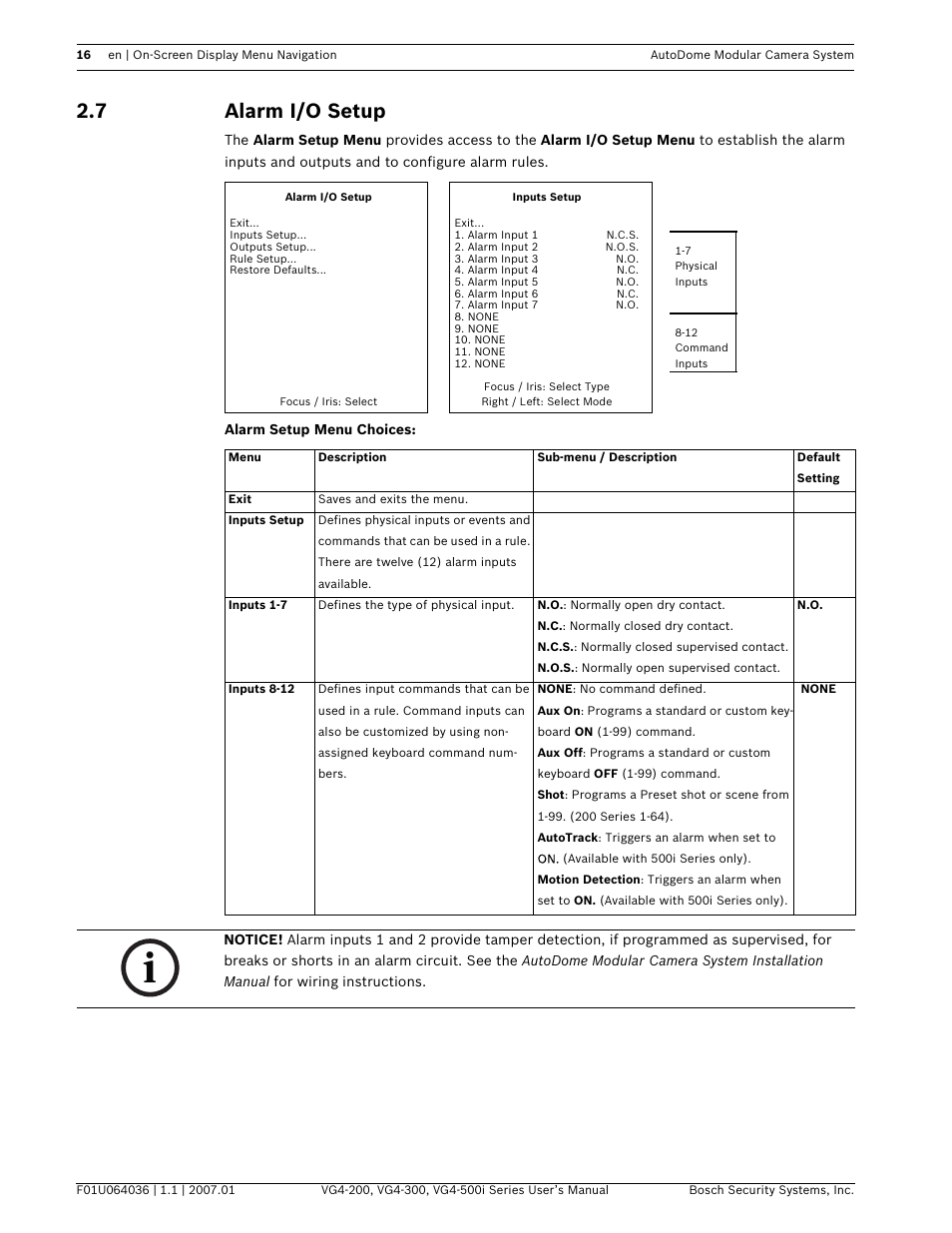 7 alarm i/o setup | Bosch VG4-200 User Manual | Page 20 / 76