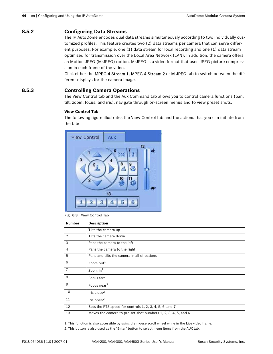 2 configuring data streams, 3 controlling camera operations | Bosch VG4-200 User Manual | Page 48 / 76