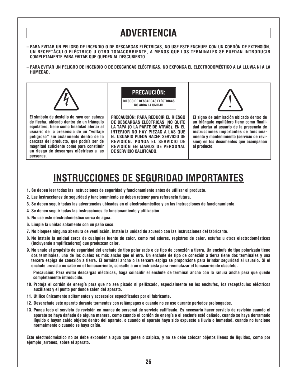 Instrucciones de seguridad importantes advertencia | Bosch PB10-CD User Manual | Page 26 / 40