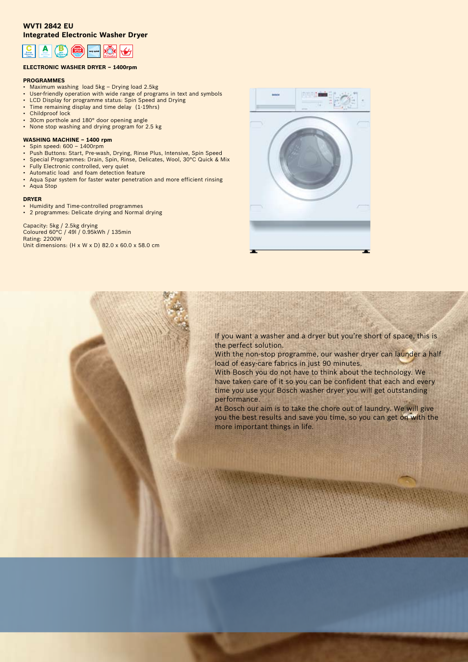 Wvti 2842 eu integrated electronic washer dryer | Bosch Oven Carriage User Manual | Page 19 / 28
