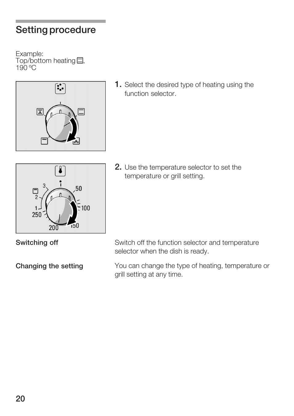 Setting procedure | Bosch HBC84K5.0A User Manual | Page 20 / 52