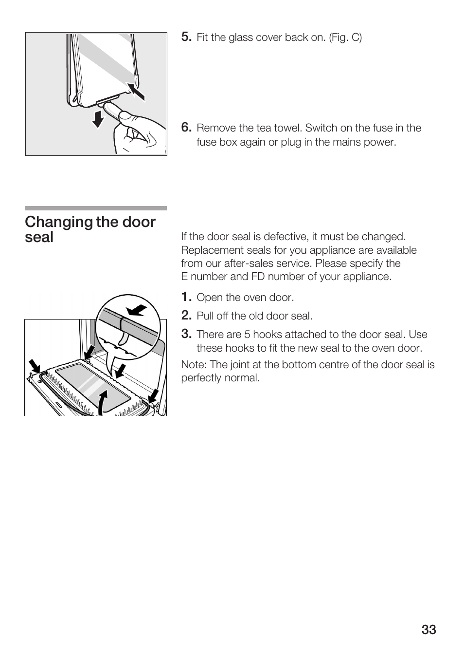 Changing the door seal | Bosch HBC84K5.0A User Manual | Page 33 / 52