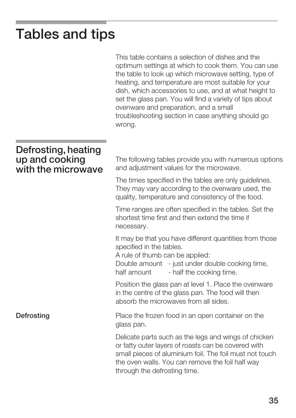 Tables and tips | Bosch HBC84K5.0A User Manual | Page 35 / 52