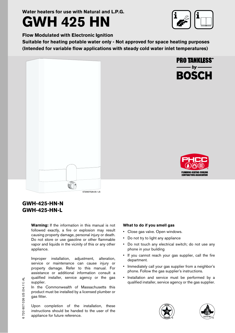 Bosch GWH 425 HN User Manual | 24 pages
