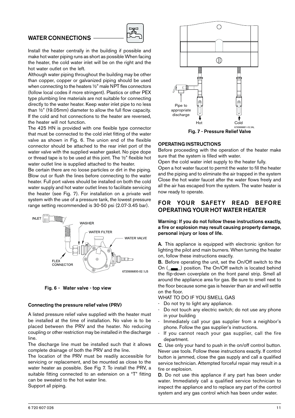 Water connections | Bosch GWH 425 HN User Manual | Page 11 / 24