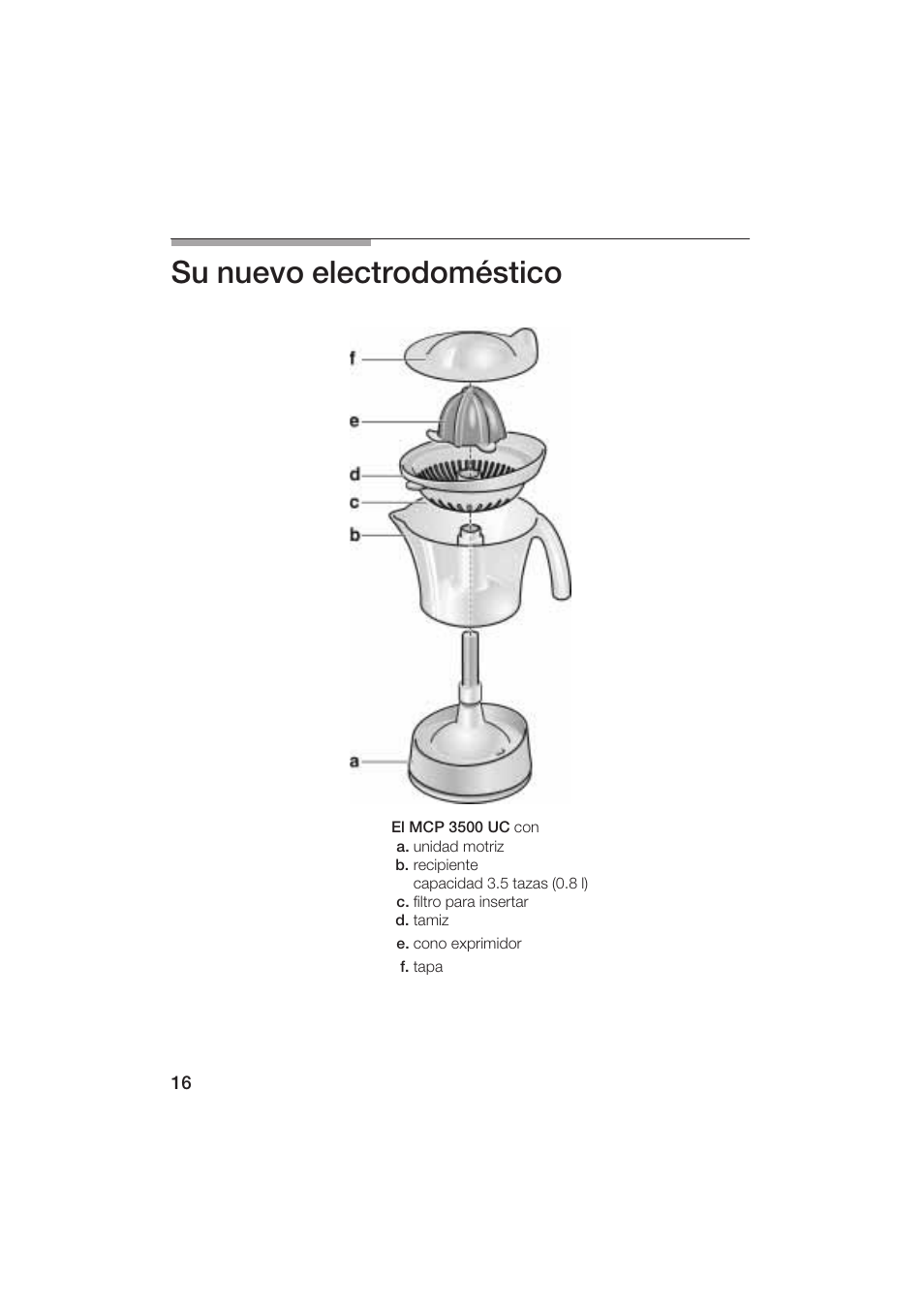 Su nuevo electrodoméstico | Bosch MCP 3500 User Manual | Page 16 / 24
