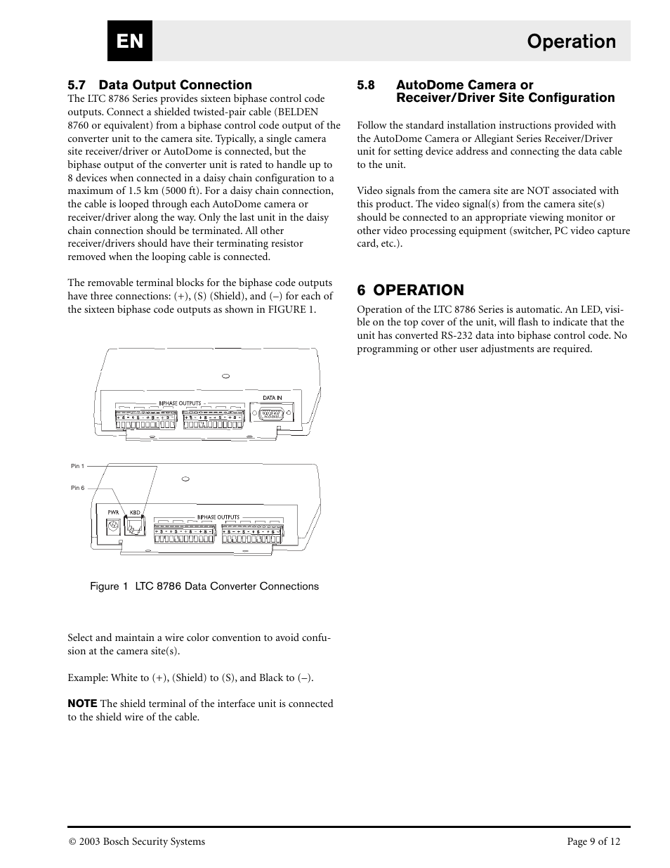 Operation en, 6 operation | Bosch LTC 8786/50 User Manual | Page 9 / 12