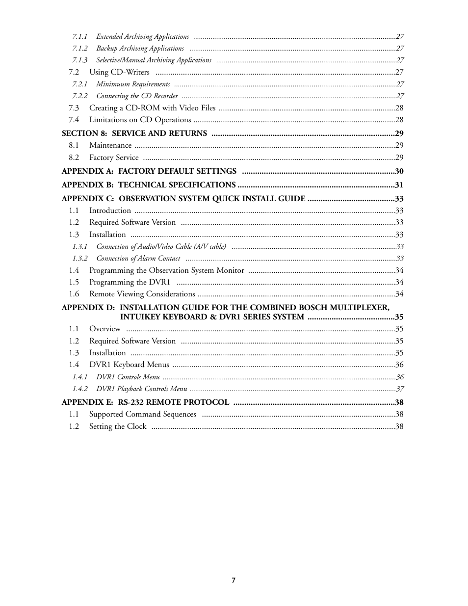 Bosch DVR1EP32A User Manual | Page 7 / 40