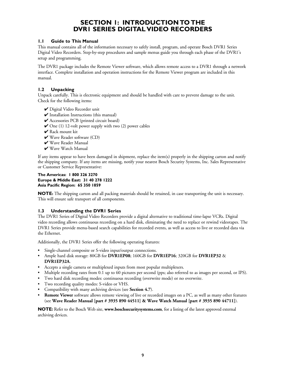 Bosch DVR1EP32A User Manual | Page 9 / 40