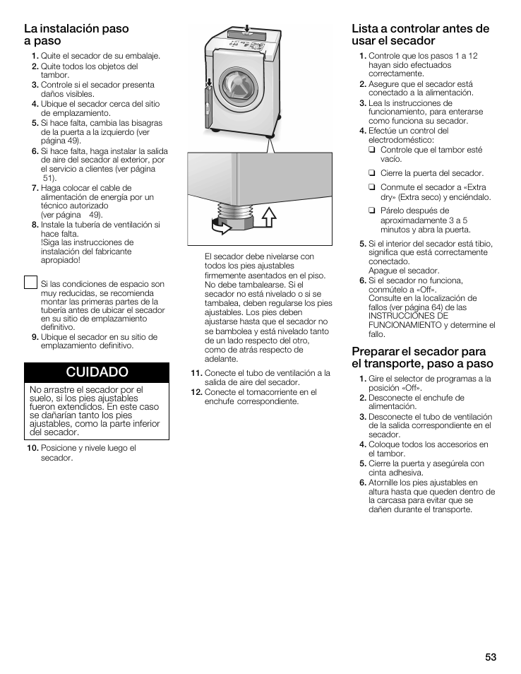 Cuidado | Bosch WTMC5321US/CN User Manual | Page 53 / 68