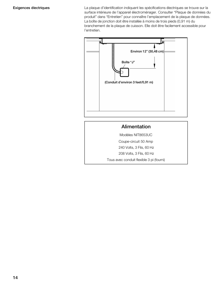 Alimentation | Bosch NIT8653UC User Manual | Page 14 / 26