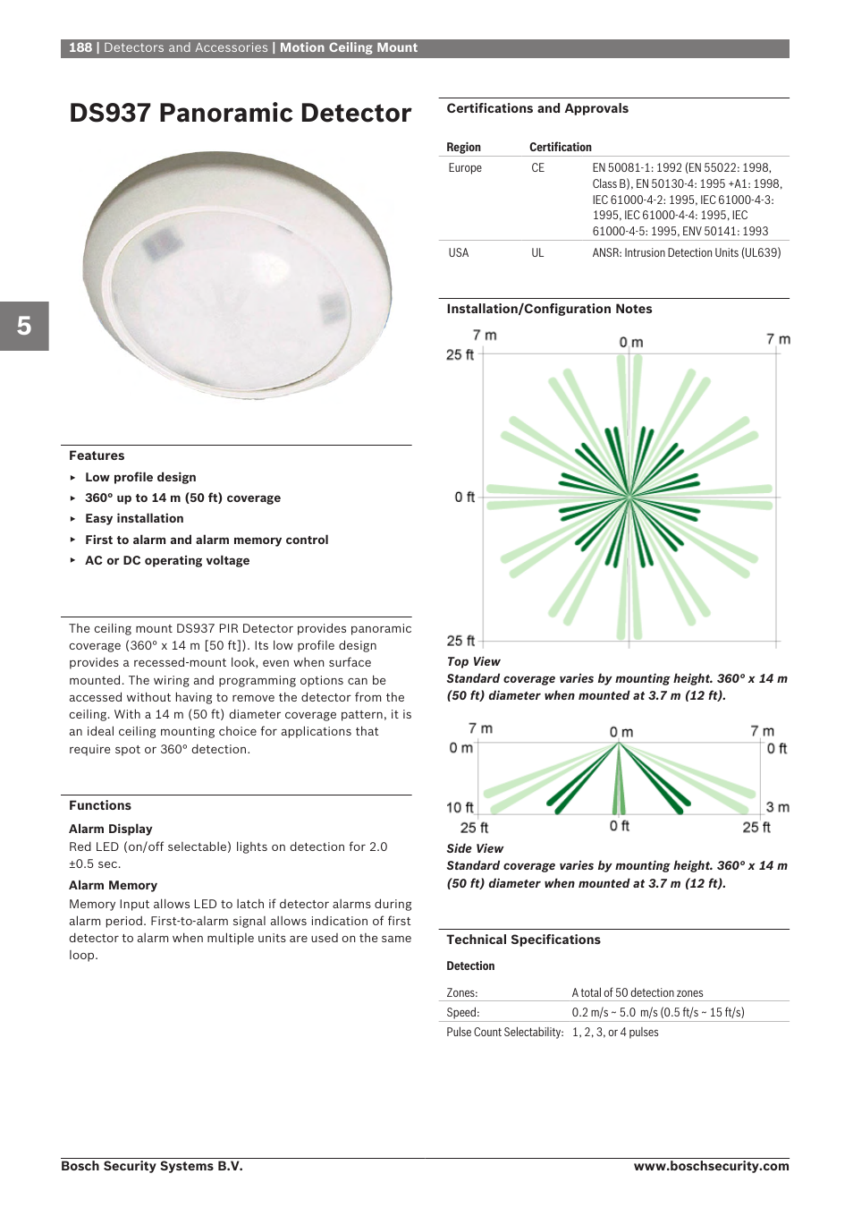 Ds937 panoramic detector | Bosch 8-Dec User Manual | Page 196 / 506