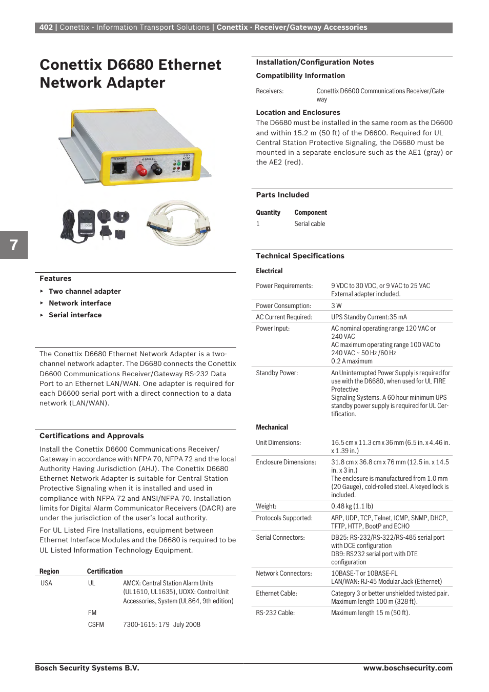 Conettix d6680 ethernet network adapter | Bosch 8-Dec User Manual | Page 410 / 506