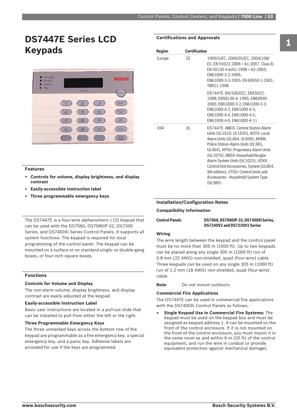 Ds7447e series lcd keypads | Bosch 8-Dec User Manual | Page 61 / 506
