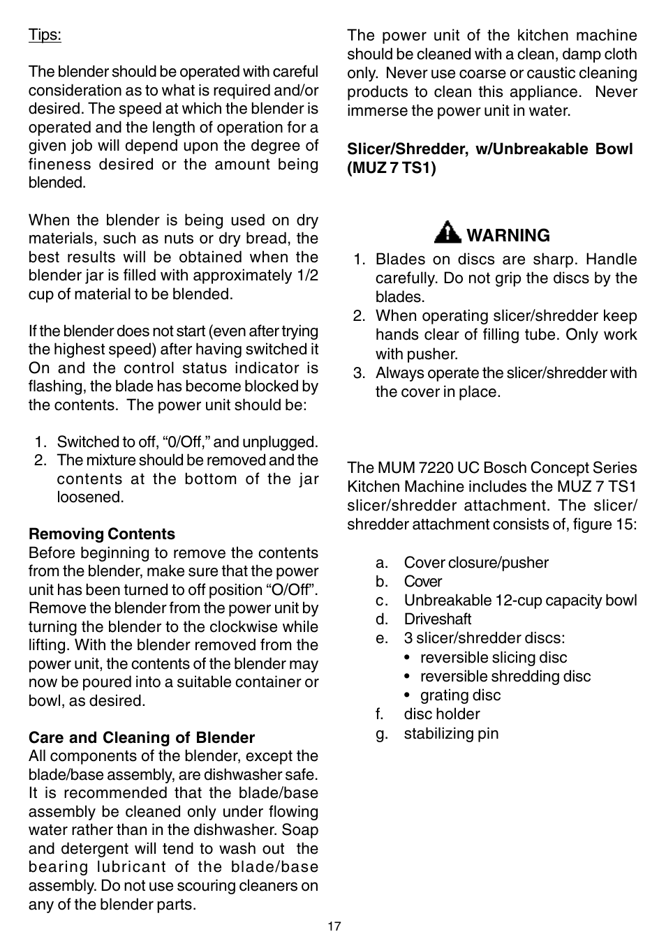 Bosch MUM 7000 UC User Manual | Page 17 / 32
