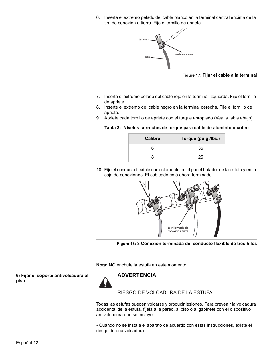 6) fijar el soporte antivolcadura al piso, Advertencia | Bosch HES7052U User Manual | Page 46 / 48