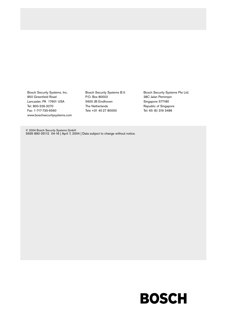 Bosch LTC 5104 User Manual | Page 20 / 20