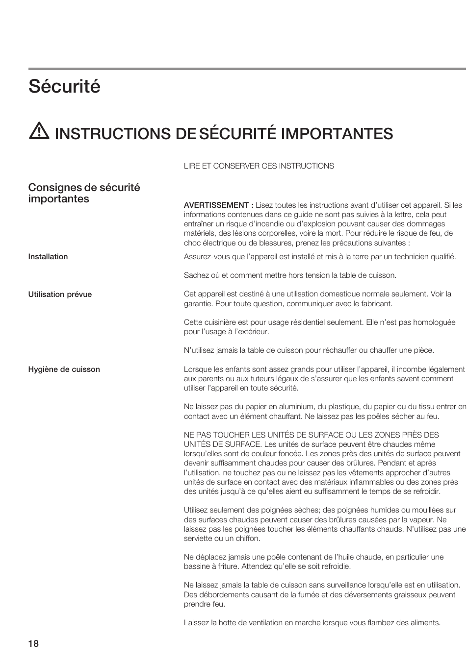 Sécurité, Instructions de sécurité importantes | Bosch NEM 74 User Manual | Page 18 / 48