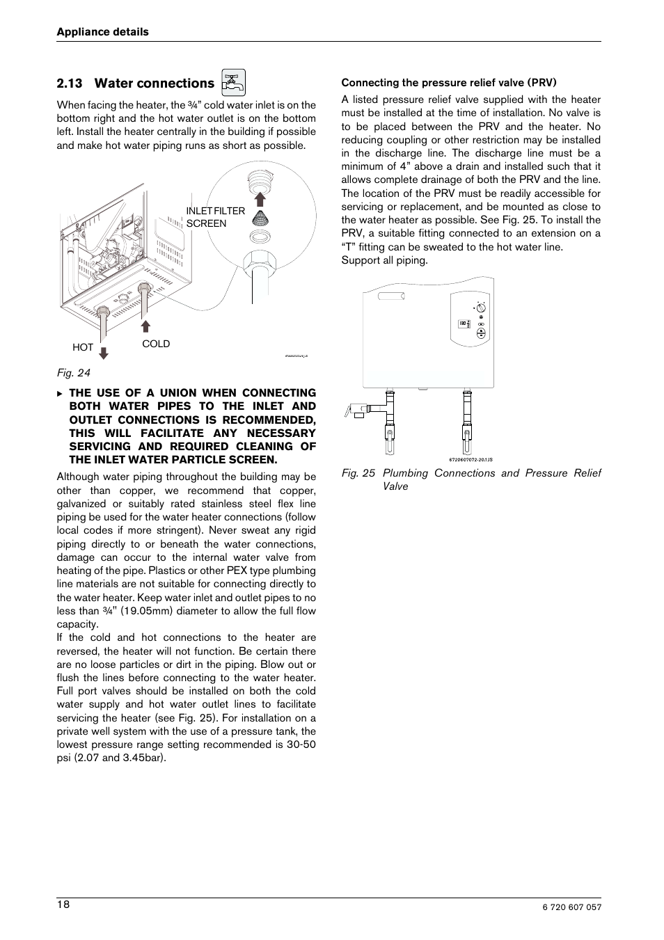 13 water connections | Bosch AQUA STAR 250SX LP User Manual | Page 18 / 36