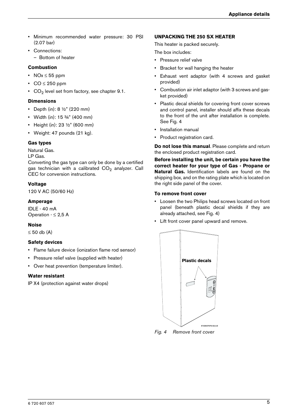 Bosch AQUA STAR 250SX LP User Manual | Page 5 / 36