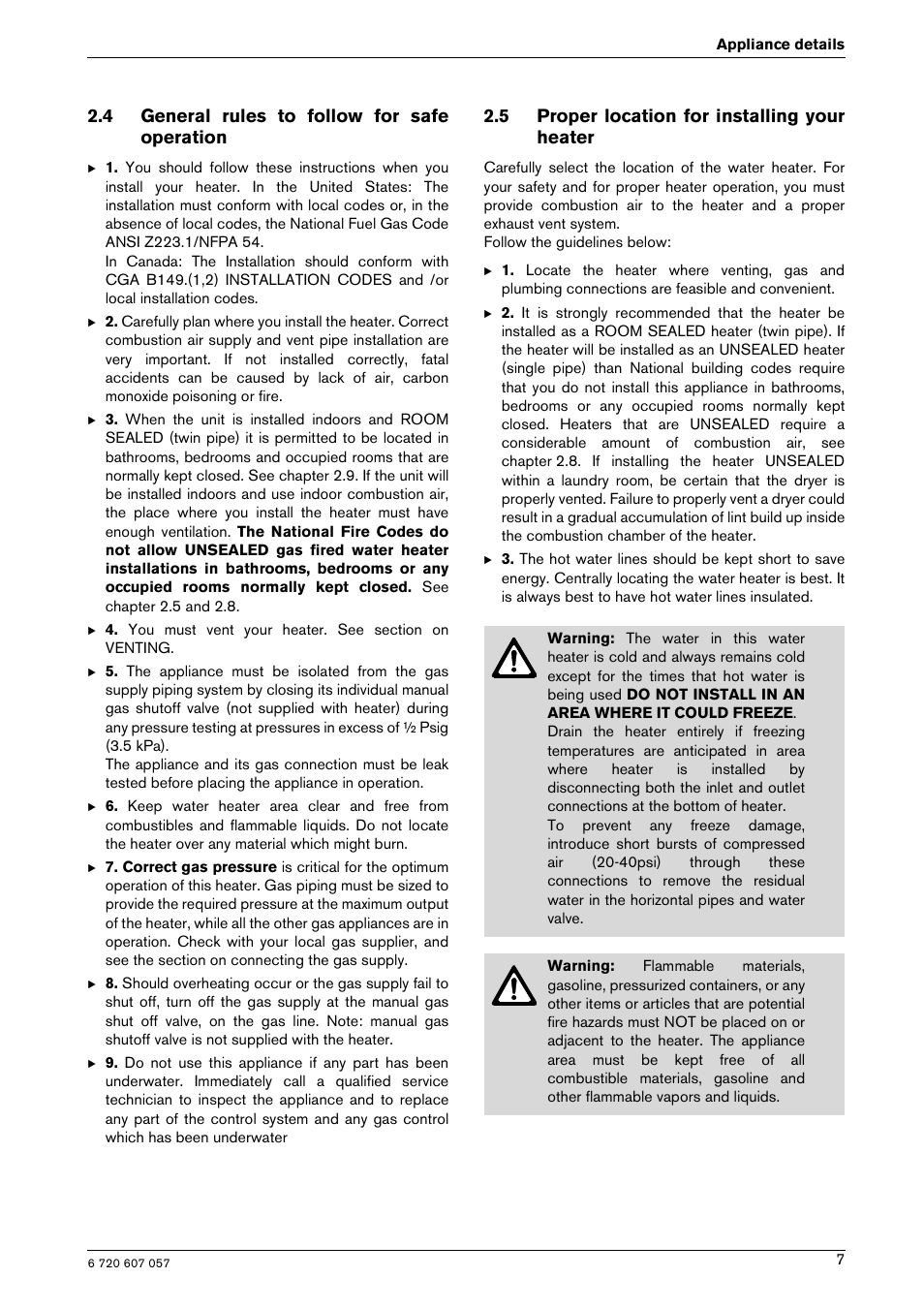 4 general rules to follow for safe operation, 5 proper location for installing your heater | Bosch AQUA STAR 250SX LP User Manual | Page 7 / 36