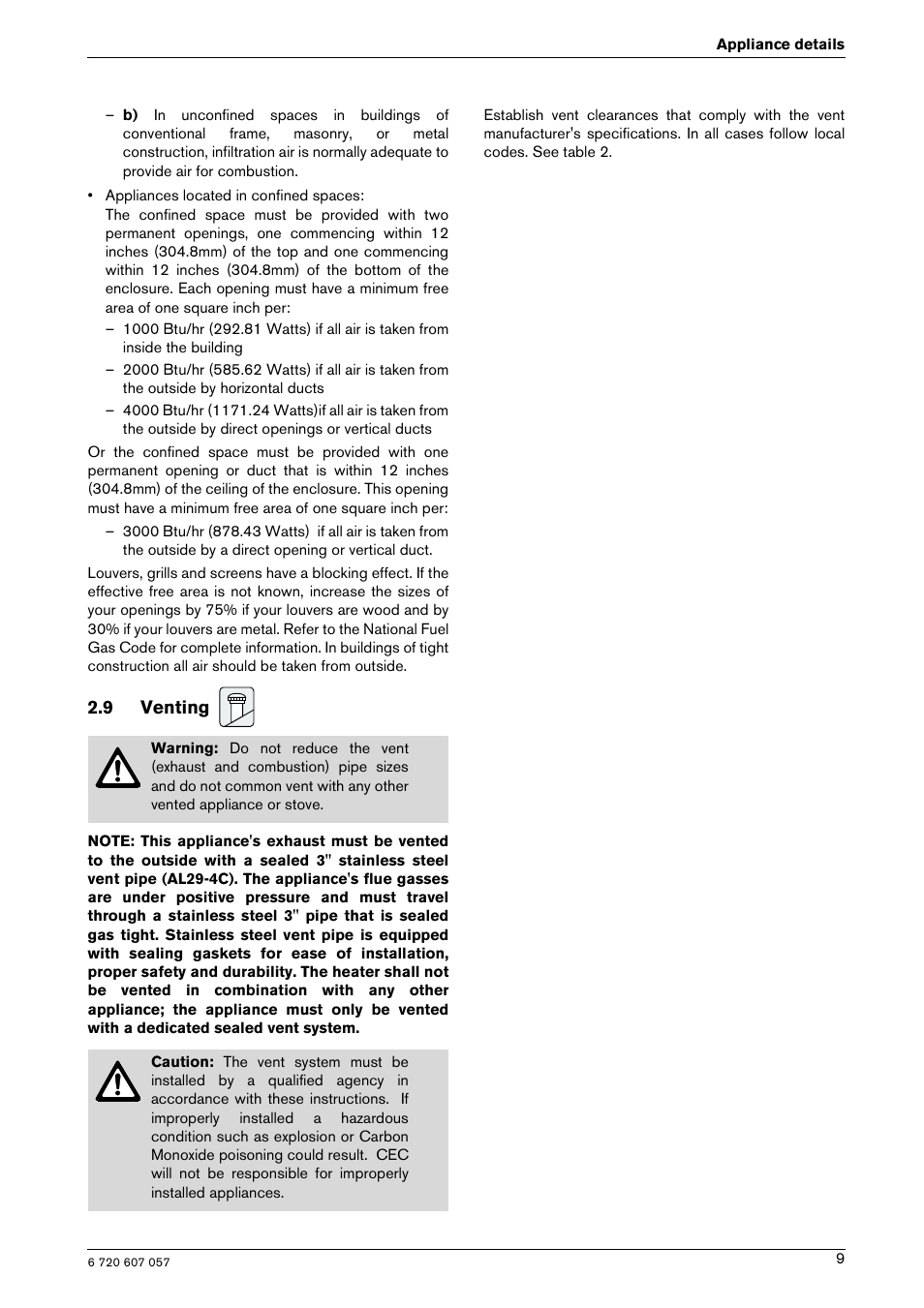 9 venting | Bosch AQUA STAR 250SX LP User Manual | Page 9 / 36