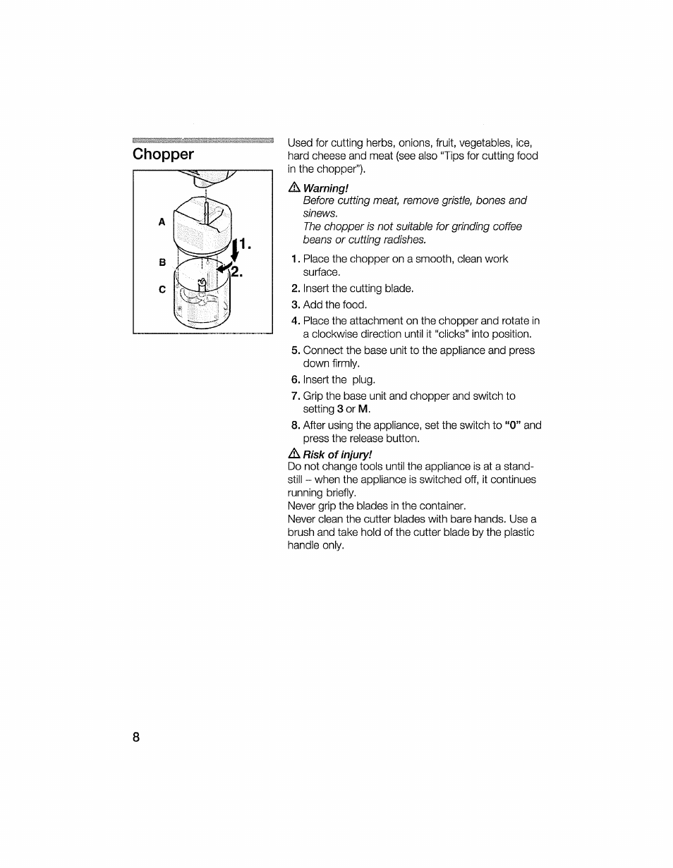 Chopper | Bosch MFQ 2100 UC User Manual | Page 8 / 15
