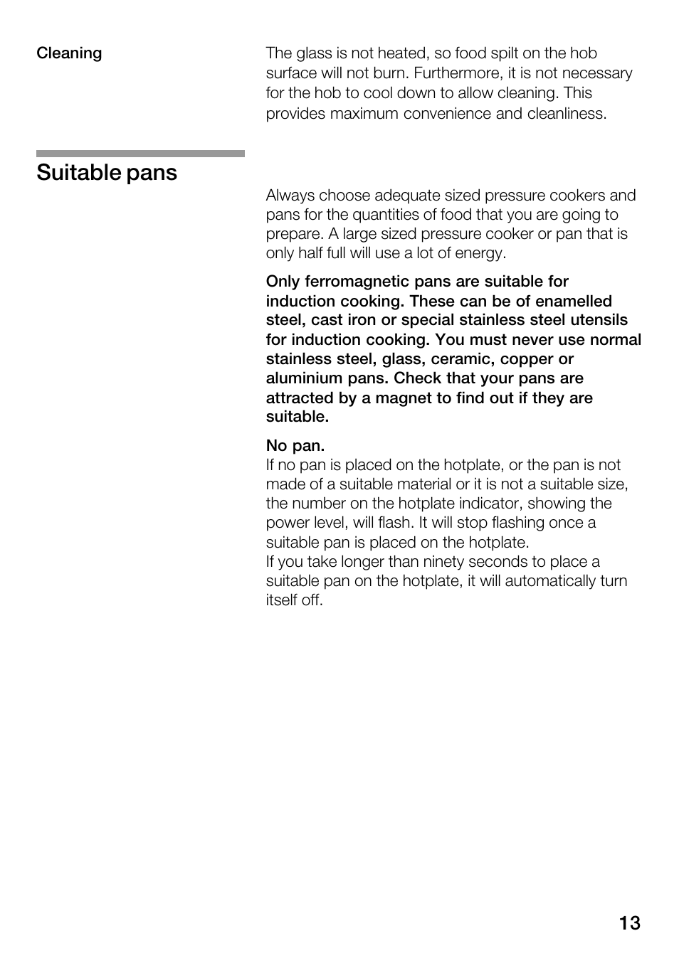 Suitable pans | Bosch Hot Plate User Manual | Page 13 / 29